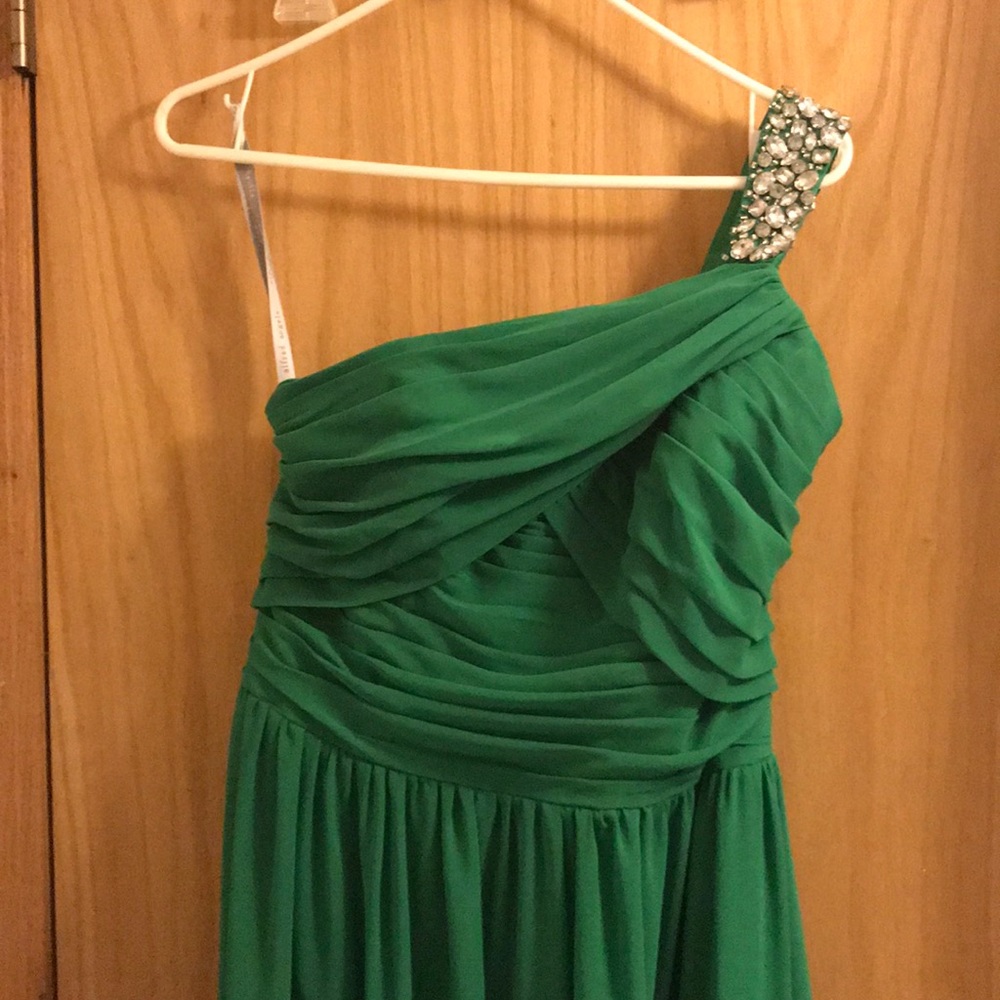 Green one shoulder bridesmaid dress